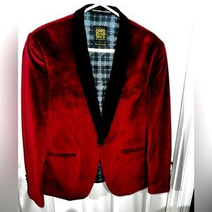 Young men’s maroon velvet OppoSuits jacket